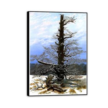 Imagem de O carvalho na neve por Caspar David Friedrich impressões em tela bem decoração The World Classic Art Reproduções de arte grande giclée arte de parede para sala de estar decoração de casa 85 x 60 cm