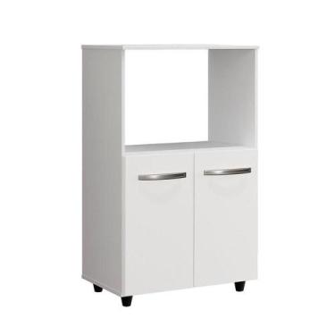 Imagem de Balcão Multiuso Para Cozinha Micro-ondas 2 Portas Taiane Branco - MOBL