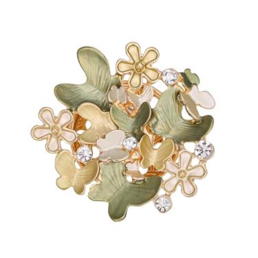 Imagem de lureme Broche de flor de strass, broche de lapela de cristal de liga 3D para mulheres, festa de casamento buquê de noiva blazer chapéu joia presente (br000018), standard, Liga de aço, Sem Pedra