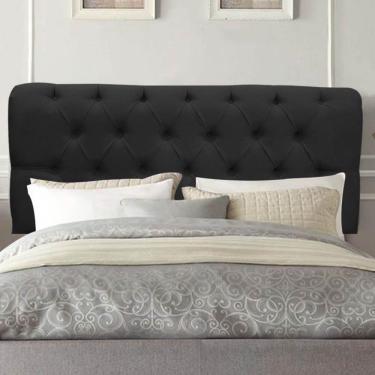 Imagem de Painel Cabeceira Estofada Paris 195cm Cama Box King Corino Preto- Mabe Magazine