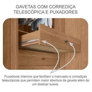 Imagem de Guarda Roupa Casal Sonetto 3 Portas 6 Gavetas Cumaru 23 Com Espelho - Novo Horizonte