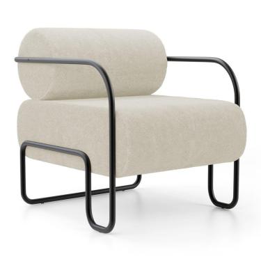 Imagem de Poltrona Decorativa Orgânica Living Miska Bouclê Off White - Desk Design