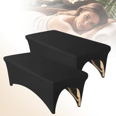 Imagem de Klmnop Pacote com 2 capas de cama elásticas para cama de massagem profissional, capas de cama de spa reutilizáveis para extensão de cílios, massagem, salão de beleza, cera, tatuagem de cama e mesa