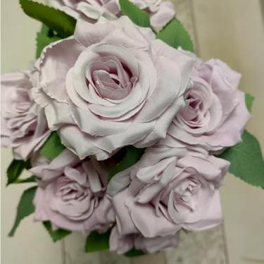 Imagem de Rosa de Diamante Artificial com 9 Flores Grandes – Buquê de Seda para Casamento e Decoração(3,Lilas Claro)