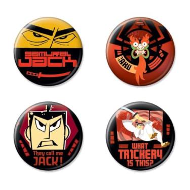 Imagem de Ata-Boy Samurai Jack Aku Conjunto de quatro botões colecionáveis de 3,18 cm