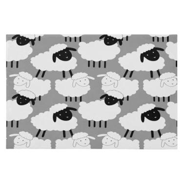 Imagem de Wassud Tapete de porta de ovelha fofo 61 x 89 cm, tapete de área lavável antiderrapante com suporte de borracha, tapete macio e macio para sala de estar, quarto, entrada, entrada