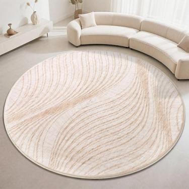 Imagem de Carvapet Tapete redondo de imitação de juta - Tapete circular lavável com aparência de juta de 2,4 m com base de borracha antiderrapante, tapete dobrável resistente a manchas para sala de estar