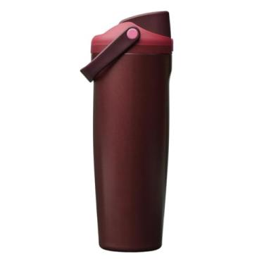 Imagem de Garrafa Térmica de Aço Inoxidável com Bico Duplo, Canudo Integrado e Alça de Balde, Ideal para Viagens, Escola e Esportes, 30oz (900ml), Livre de BPA, Antivazamentos (Bordô)