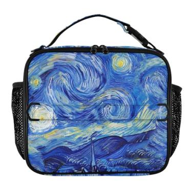 Imagem de Lancheira Swirl Art Starry Night Azul para Mulheres Personalizada Meninas Lancheira Infantil Masculina Lancheira para Trabalho Estampa Animal Bolsa térmica para Adultos
