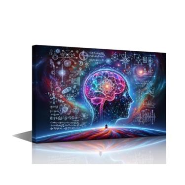 Imagem de Arte de parede de inteligência artificial cérebro humano cercado por dados pintura em tela tecnologia futurista pôsteres de parede para decoração de parede de quarto Imagens de IA para decoração de