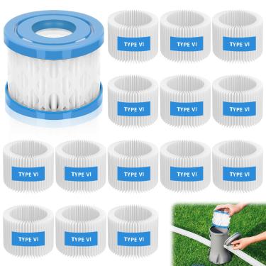 Imagem de RGJ Cartucho de filtros de banheira de hidromassagem tipo VI, pacote com 16 filtros de spa filtro de bomba de piscina para banheira de hidromassagem de spa, filtragem eficiente e manter a água limpa