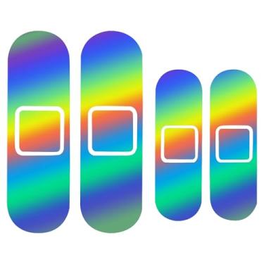 Imagem de JSCARLIFE Adesivo engraçado de bandagem de carro, decalques de capa de arranhões de carro, conjunto de 4 peças - Decalques de PVC a laser para pequenos arranhões, adesivos universais para janela