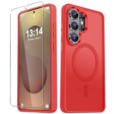 Imagem de YENAPOON Capa para celular Samsung Galaxy S26 Ultra, capa magnética fosca [atualizada em 2026] com 1 protetor de tela, suporte para MagSafe, proteção militar à prova de choque, parte traseira fosca