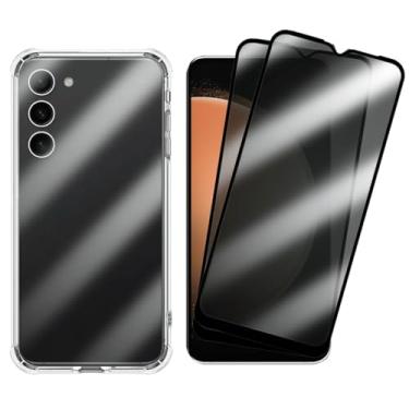 Imagem de Kit Proteção Para Galaxy S23 Plus, Capa TPU Transparente + 2 Películas Vidro 3D Privacidade Anti Spy
