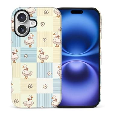 Imagem de yicomon Capa compatível com iPhone 17, linda estampa de tabuleiro de xadrez de pato capa de telefone fosca durável moda engraçada capa protetora macia antiarranhões à prova de choque