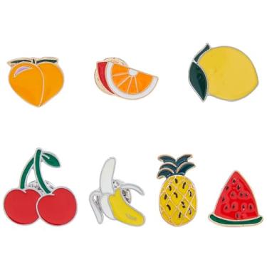 Imagem de SUPERFINDINGS 7 peças broche de frutas broche de liga esmaltada emblemas de lapela de desenho animado engraçado frutas coloridas joias presentes para panos, bolsas, chapéus, blusa, vestido, suéter