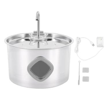 Imagem de Naroote Fonte água para Gatos Em Aço Inoxidável Silencioso USB 3.2L Fonte Automática para Animais Estimação A Janela Nível água Incentiva Consumo Contínuo para Gatos Cães Animais