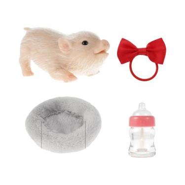 Imagem de Boneca Mini Porquinho Reborn Realista, Corpo De Silicone Macio E Estic