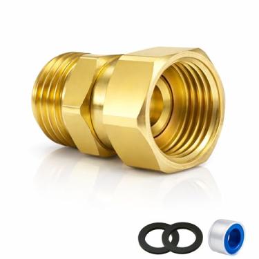 Imagem de XNTONG Conector giratório para mangueira de jardim, conector giratório de mangueira de latão de 3/10.2 cm, adaptador de mangueira macho para fêmea de 360°, encaixe de mangueira de jardim antitorção