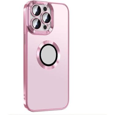 Imagem de MURVE Capa magnética para iPhone 15Pro Max/15 Pro/15 Plus/15, lente de câmera completa, capa protetora fina para telefone, capa fosca transparente traseira anti amarelamento (cor: rosa, tamanho: 15