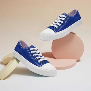 Imagem de Tênis de lona para meninas, meninos, crianças, cano baixo, sem cadarço, moderno, cano alto, lona, clássico, casual, tênis, Azul royal, 10 Toddler