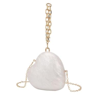 Imagem de CYSUE Bolsas femininas modernas de acrílico com corrente de ombro para telefone, Branco, One Size