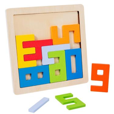 Imagem de Quebra-cabeça de blocos numéricos criativos de madeira, brinquedo educativo