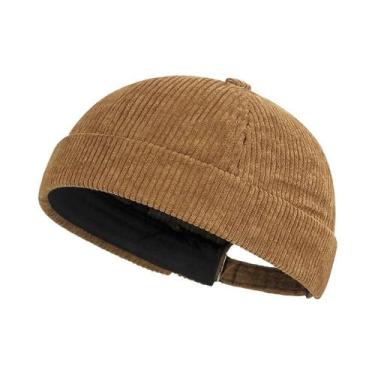 Imagem de Boné Vintage Unissex De Corduroy Grosso Sem Aba, Cor Sólida, Estilo Hi