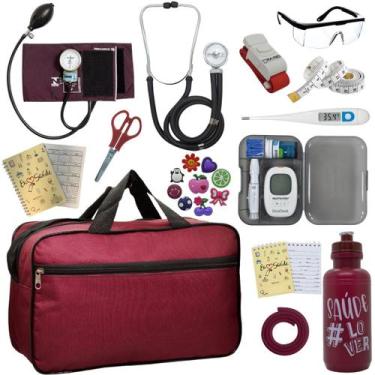 Imagem de Kit Enfermagem Medidor Glicose Aparelho de Pressão Esteto Multi PA MED
