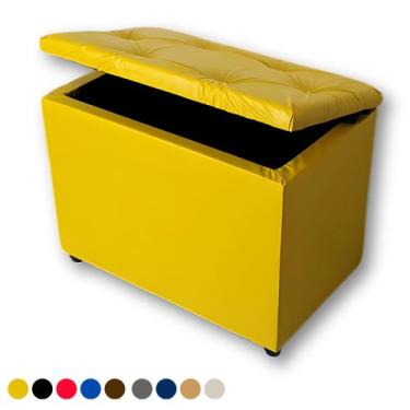 Imagem de Promoção Puff Baú Retangular Espaçoso Moderno - Realizar, Amarelo Cori