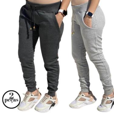 Imagem de Kit 2 Calças Moletom Feminina Jogger Promoção - JinkingStore, Grafite,