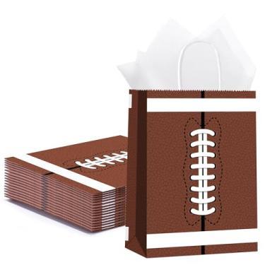 Imagem de MIMIND Pacote com 16 sacos de lembrancinha de festa de futebol com alças, sacos de presente reutilizáveis com tema de futebol para decoração de jogos esportivos