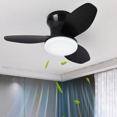 Imagem de Ventilador de teto com luz, controle remoto, 3 pás, 6 velocidades, reversível, estilo lustre, com intensidade de luz ajustável em 3 temperaturas de cor, ideal para quarto, 63,5 cm (25 polega
