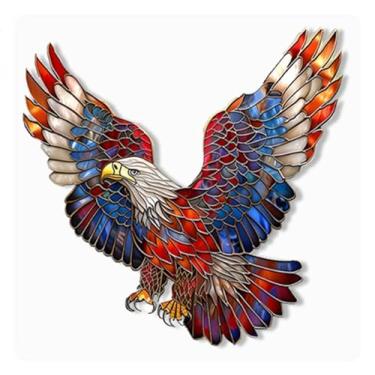 Imagem de Adesivo de janela colorido de vidro águia de 22 x 23 cm - Adesivo de PVC impermeável resistente a UV, presente ideal para entusiastas de decoração patriótica e da vida selvagem