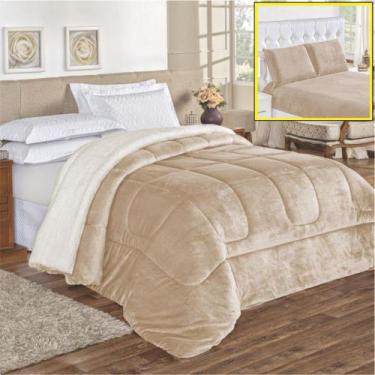 Imagem de Coordenado Edredom Lã Carneiro e Lençol Solteiro Top Chick - Cáqui - 1