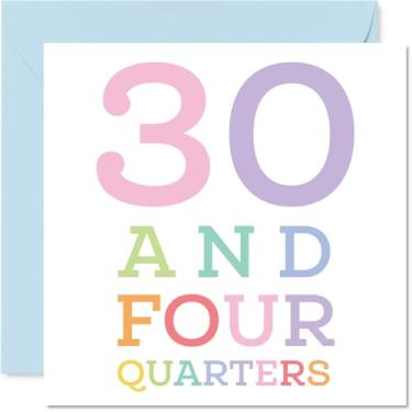 Imagem de Stuff4 Cartões de aniversário de 31 anos para homens e mulheres - 30 e quatro quartos - Cartão de feliz aniversário para homem de 31 anos mulher colega esposa amiga irmã, cartões comemorativos de