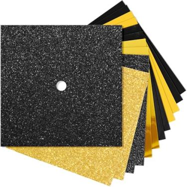 Imagem de Gersoniel 12 folhas de papel de construção para decorações de topo de boné de formatura, 25,4 x 25,4 cm cores glitter cartolina papel para tampas de graduação capa de projeto faça você mesmo