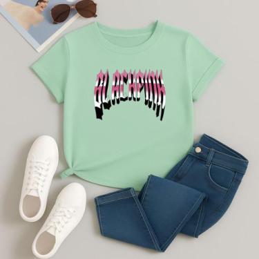 Imagem de Camiseta Estampada 100% Algodão Blackpink Letreiro 614 Manga Curta Lin