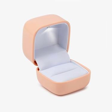 Imagem de Caixa de anel com luz, pequena caixa de presente de joias com luz LED, caixa de anel para casamento, casamento, noivado, caixa de presente de joias para mulheres, rosa