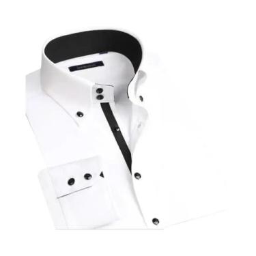 Imagem de Camisa Social Masculina Branca Slim Fit De Manga Longa Com Gola E Botõ