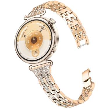 Imagem de DEALELE Pulseiras femininas compatíveis com Huawei Watch GT6 de 41 mm/GT5 Pro 42 mm/GT5/GT4 de 41 mm/Fossil Gen 6/Gen 5E 42 mm/Garmin Venu 3S, pulseira de metal fina com strass brilhante de 18 mm