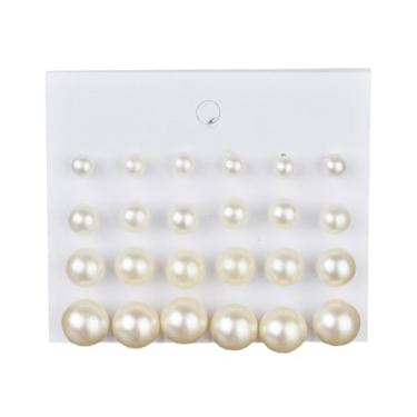 Imagem de Conjunto de brincos de pérola estilo melindrosa vintage - Brincos de pérolas sintéticas coloridas para bijuterias dos anos 20, Medium, pérola sintética, Pérola sintética