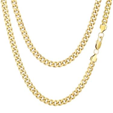 Imagem de Colar de corrente de elos cubanos para homens e mulheres, banhado a ouro, prata, preto, aço inoxidável, grosso, colar hip hop, 3 mm/4 mm/5 mm/6 mm/7 mm/8 mm de largura, 45 a 66 cm, joias duráveis