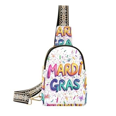 Imagem de CEBUGI Bolsa tiracolo feminina com fundo de carnaval pequena, bolsa tiracolo de couro, bolsa de peito para caminhadas, viagens ao ar livre
