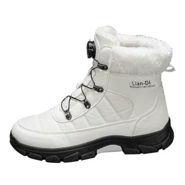 Imagem de Botas de neve masculinas de inverno com forro de lã, cano alto, casual, juvenil, botas de cano curto, Branco, 38