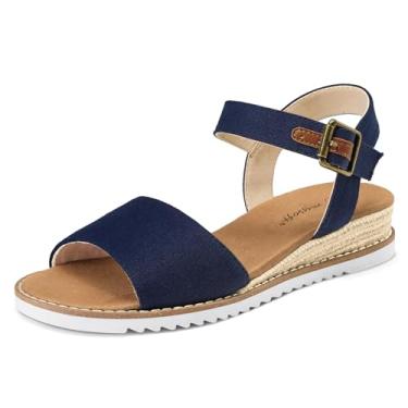 Imagem de mysoft Sandálias Femininas Confortáveis De Cunha, Alpargatas Casuais, Tira No Tornozelo, Bico Aberto, Sapatos Caminhada Verão