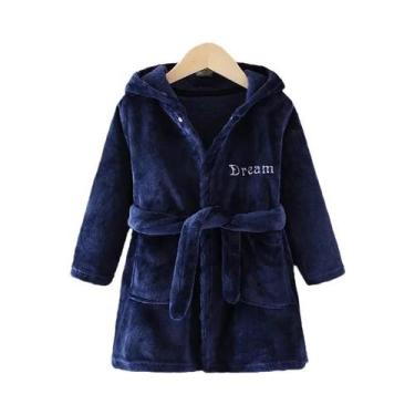 Imagem de Pijamas De Flanela Para Crianças, Robe Macio Com Capuz, Roupas De Dorm