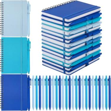 Imagem de Fulmoon Conjunto de 30 cadernos espirais A6 com caneta esferográfica em 10 cores, 50 folhas, cadernos pequenos pautados a granel de 10 x 15 cm, diários para material de volta às aulas, presentes para