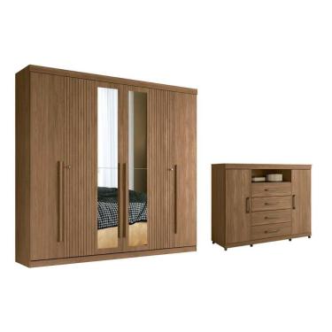 Imagem de Guarda Roupa 2 Peças (1guardaroupa+1cômoda) Qc357 Jatobá - Santos Andirá