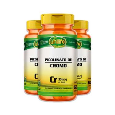 Imagem de Kit 3 Picolinato de Cromo Unilife 60 cápsulas